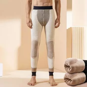 750 г шерстяные мужские зимние колготки нижнее белье плюшевые леггинсы флисовая подкладка термоштаны эластичные эластичные утолщенные 2XL
