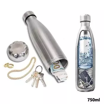 750 мл безопасная бутылка для воды, большая емкость, деньги, наличные, ключ-карта, отделение для хранения ценностей, изолированная бутылка из нержавеющей стали для путешествий, пляжа 750ML серебряный