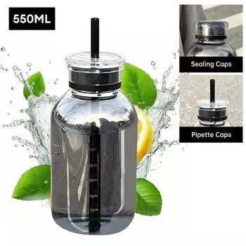 750 мл большая емкость стеклянная бутылка для воды с маркером времени крышка для воды напиток прозрачный молочный сок простая чашка подарок на день рождения 500-1000ml