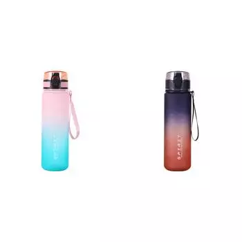 750 мл матовая бутылка для воды с ручкой градиентная спортивная бутылка для спортзала (розовый)