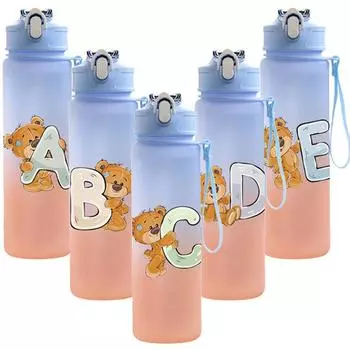 750 мл мультяшный буквенный напечатанный прекрасный AZ стакан для воды портативный детский пластиковый мультяшный уличный спорт большая емкость бутылка для воды