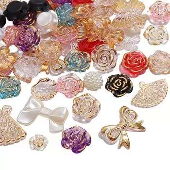 750 шт. акриловые бусины с золотым краем, подвески-цветы для самостоятельного изготовления браслетов, ожерелий, ювелирных изделий 12-30mm 500g синий