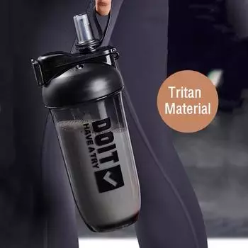 750ML High Quality Tritan Material Shaker Water Bottle With Straw Large Capacity Gym Fitness Sport Protein powder Bottles 750ml чёрный