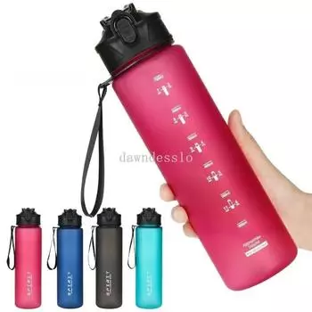 750ml Sports Water Bottle Leak Proof Colorful Handheld Drinking Straw Mug Fitness Outdoor Travel Portable Mug with Carrying Cord 750ML красный