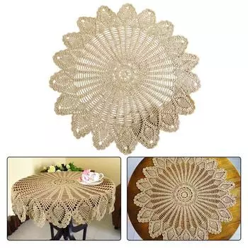 75*80cm Round Tablecloth Coffee Cotton Crochet Hollow Handmade 75-80cm розовый