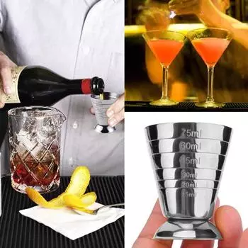 75 мл 5 ст. л. 2,5 унции Волшебная мерная кружка для бармена, мерный горшок для коктейлей, нержавеющая сталь 304, прозрачная шкала, кухонные принадлежности