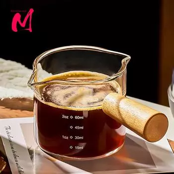 75 мл жаропрочная стеклянная мерная чашка для эспрессо, стеклянный кувшин для молока с двойным/одним горлышком и ручкой, стеклянные весы, мерные кружки 51-100ml чёрный
