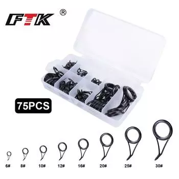 75 шт., 9 км, ремонтный комплект для рыболовной насадки DWLIFE, черная нержавеющая сталь, износостойкие керамические кольца, замена направляющей 75pcs