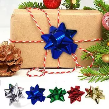 75 шт. Ленточные банты-звезды, самоклеящиеся банты для упаковки подарков, металлические цветные банты-звезды для дней рождения, свадеб, праздников, подарков в коробке 3Inch