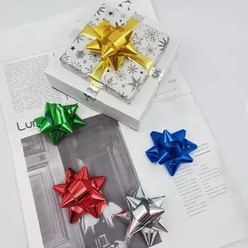 75 шт. Ленточные банты-звезды, самоклеящиеся банты для упаковки подарков, металлические цветные банты-звезды для дней рождения, свадеб, праздников, подарков в коробке 3Inch