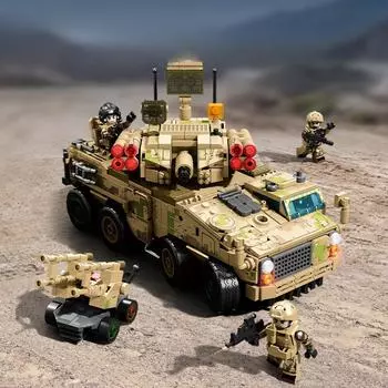 75 шт. Военная серия 625 гаубица зенитная ракета автомобиль мальчик строительные блоки игрушка подарок без коробки