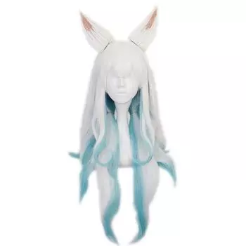 75 см аниме-игра LoL Ahri косплей парики Spirit Blossom синий смешанный белый длинный прямой термостойкий парик из синтетических волос 75cm белый