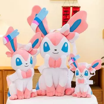 75 см большой размер покемон сидящий сильвеон плюшевые игрушки мультфильм аниме мягкая мягкая кукла валик декоративная подушка праздничный подарок add ear 40cm