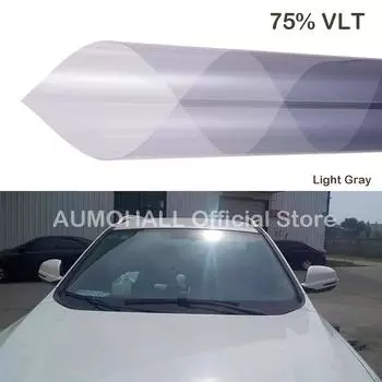 75% VLT светло-серая тонировочная пленка для лобового стекла автомобиля, передняя и задняя пленка для теплоизоляции, 68% солнцезащитная тонировочная пленка для лобового стекла, 75x300 см 75x150cm