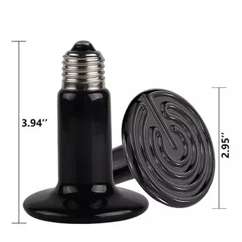 75 Вт, 110 В, тепловая лампа для рептилий, инфракрасная водонепроницаемая керамическая тепловая лампа E27, керамический патрон с подогревом 75W чёрный