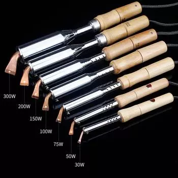 75 Вт-300 Вт медный наконечник, электрический утюг с внешним нагревом, деревянная ручка, мощный бытовой паяльный набор для электронного обслуживания, оловянный припой 75W