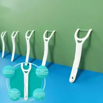 75 зубчиков для тщательной очистки Легкодоступные зубчики для зубной нити Легко добраться как до задних, так и до передних зубов Дополнительный зубчик с прикрепленным хвостиком