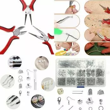 760/768 шт. Ручные инструменты DIY Ювелирные аксессуары 15 сетка в коробке Материалы иглы кольца пряжки плоскогубцы пинцеты провода детали инструментов