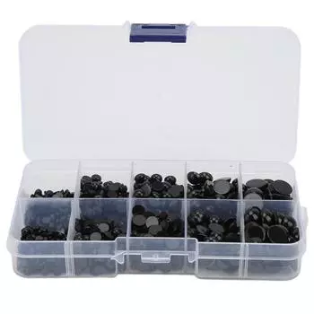 760 шт. черные круглые кукольные глаза разных размеров, удобные прочные прочные игрушечные глаза из смолы с плоской спинкой