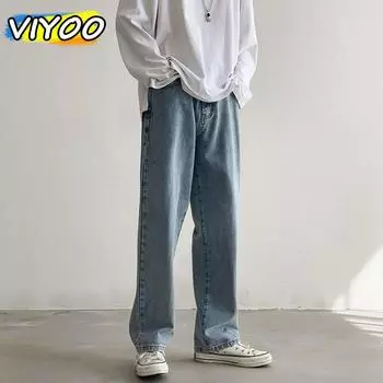 76% хлопок мужские Y2K высокого качества винтажные повседневные мешковатые джинсовые брюки джинсы для мужчин уличная модная одежда L синий