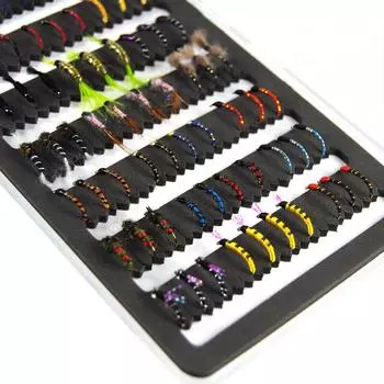 76 шт., Нимфа, Скад, Мидж, нахлыстовая рыбалка, тонкая коробка для ловли форели, путассу, приманки, приманки, рыболовные снасти