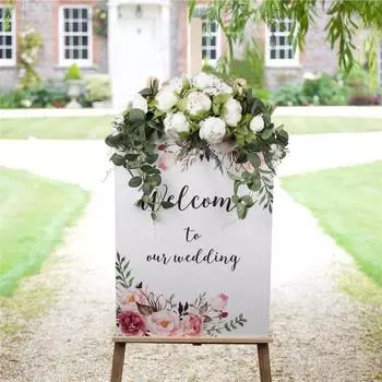 76 см свадебная арка цветы искусственные подарки цветок пиона эвкалипт цветочный подарок дверь Swag венок ветка для дома свадьба украшение стены двери baby голубой