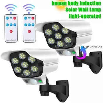 77 светодиодов на солнечной батарее, светодиодный уличный солнечный свет, датчик движения, солнечная ночная лампа, лампа для безопасности, манекен для камеры, IP65, водонепроницаемый светильник 1PCS