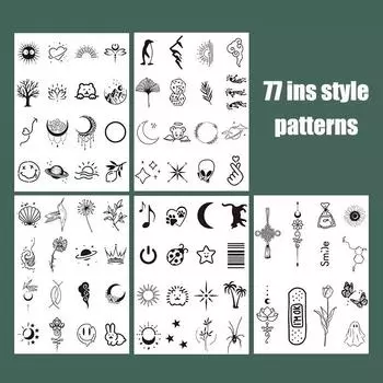 77 Тату-наклейки со свежим травяным соком, не отражающие, полупостоянные, водостойкие, одноразовые, милые тату-узоры