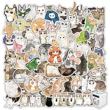 77Pcs Cartoon Cat Stickers Animal Phone Cases Laptop Suitcases Water Cups Waterproof Decals