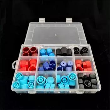 77Pcs Universal Car Auto A/C R134A R12 High Low Side Ac Valve Core Dust Caps Set