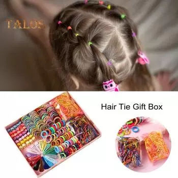 780 шт./компл. детская резинка для волос подарочная коробка мини-цветок коготь зажим для хвоста детские цветные эластичные веревки для волос аксессуары для волос для девочек подарок на день рождения Sets