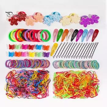 780 шт./компл. детская резинка для волос подарочная коробка мини-цветок коготь зажим для хвоста детские цветные эластичные веревки для волос аксессуары для волос для девочек подарок на день рождения Sets