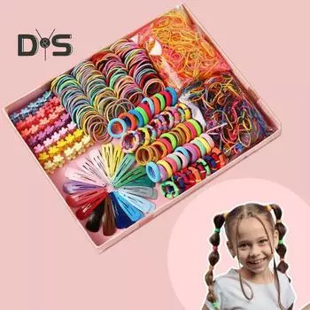 780 шт./компл., детские аксессуары для волос, заколки для волос, набор веревок для волос, красочные, высокая эластичность, противоскользящие, большое количество, эластичные ленты для волос, держатели для хвоста A