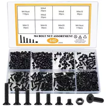 780Pcs black plus hard cross countersunk head small screw M3M4 set 440pcs cross notebook small screw KM 440pcsM4