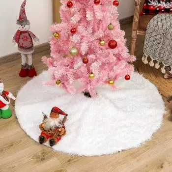 78/120/150cm Christmas Tree Skirt White Plush Xmas Tree Foot Carpet Faux Fur Christmas Tree Base Cover Mat New Year Decoration 78CM белый