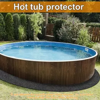 78-дюймовый круглый коврик для ванны, впитывающий воду, защитный коврик для пола джакузи, водонепроницаемый, нескользящий, надземный бассейн 198x198cm чёрный