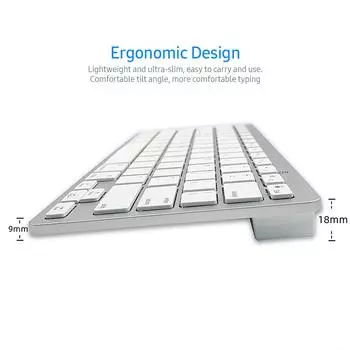 78-клавишная испанская беспроводная клавиатура BT BT 3.0 Портативная ультратонкая клавиатура с поддержкой серебряный