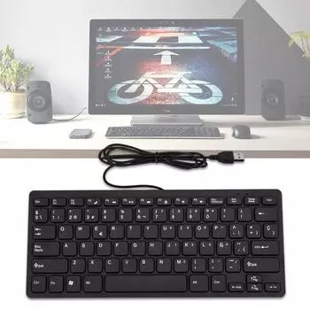78-клавишная испанская бесшумная клавиатура USB-проводная офисная клавиатура для компьютера с ОС Windows