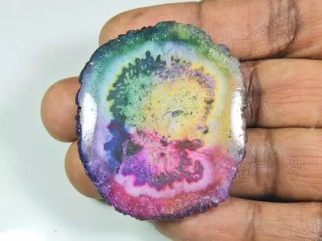 78Cts. Окрашенный солнечный друзовый агат многоцветный фантазийный кабошон россыпью драгоценный камень ET-35