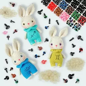 796-100 шт DIY Craft Eyes Nos Sets Eyeball Doll Accessories Пластиковые цветные безопасные глаза и носы для кукольных поделок DIY Making Tools