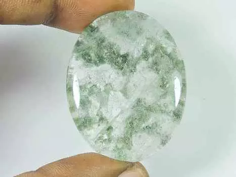 79Cts. Lodolite Garden Quartz Oval Crystal Cabochon Loose Gemstone 32X40X7MM SK-3377