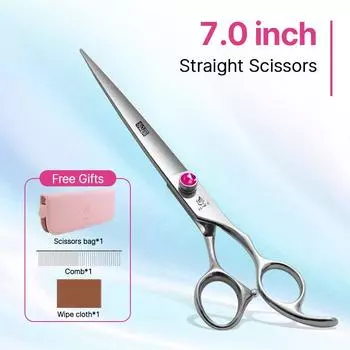 7,0/7,5/8,0 дюймов JP440C набор для стрижки домашних животных розово-красный винт прямые изогнутые филировочные насадки для собак кошек домашних животных