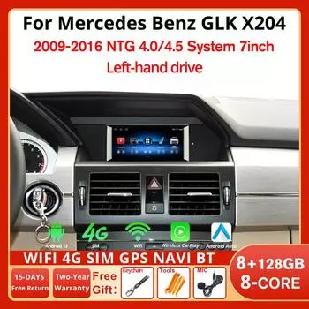 7,0-дюймовый Android 13 Carplay экран автомобильное радио для Mercedes GLK X204 LHD 2009-2016 NTG 4.0 4.5 мультимедийный плеер 4G Wifi красный