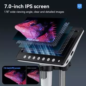 7,0-дюймовый цифровой микроскоп HDMI с увеличением 1200x, 5-мегапиксельная HD-камера USB, профессиональный электронный микроскоп для ремонта с 8 светодиодами