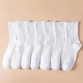 7/10/20 пар носков средней длины женские классические черные белые однотонные модные повседневные спортивные впитывающие дышащие мужские носки Single code