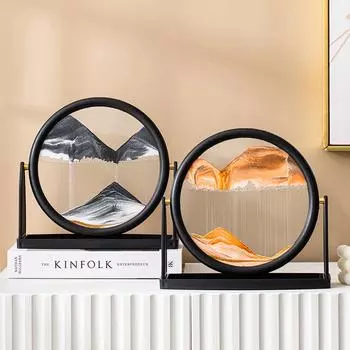 7/10 дюймов 3D движущаяся песчаная художественная картина круглая стеклянная зыбучая черная рамка глубоководный песчаный пейзаж в движении украшение для дома подарок