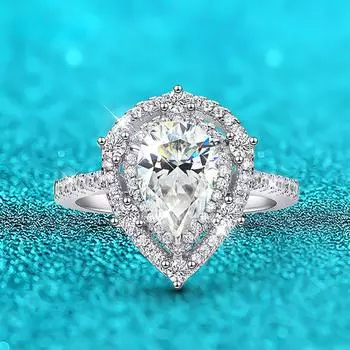 7*10 мм, 2 карата, обручальные кольца с муассанитом грушевидной огранки для женщин, стерлинговое серебро S925, роскошная форма воды, имитация бриллиантового кольца 5&US size