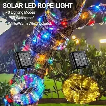 7/12/22M солнечная трубка светодиодная лампа для сада рождественское украшение сказочная гирлянда уличный водонепроницаемый уличный светильник для свадебной вечеринки 7m 50leds-white