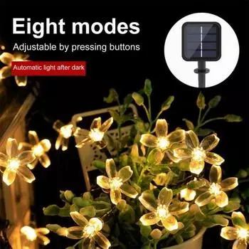 7/12M Солнечный светильник в виде цветущей вишни, регулируемый, 8 режимов, водонепроницаемый, для кемпинга, свадьбы, вечеринки, сада, двора, красочный светодиодный цветок 7m разноцветный