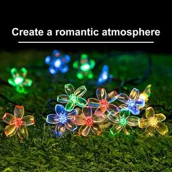 7/12M Солнечная Фея Цветения Вишни Регулируемая 8 Режимов Водонепроницаемый Открытый Кемпинг Свадьба Сад Двор Красочные Светодиодные Цветочные Украшения Лампы 7m